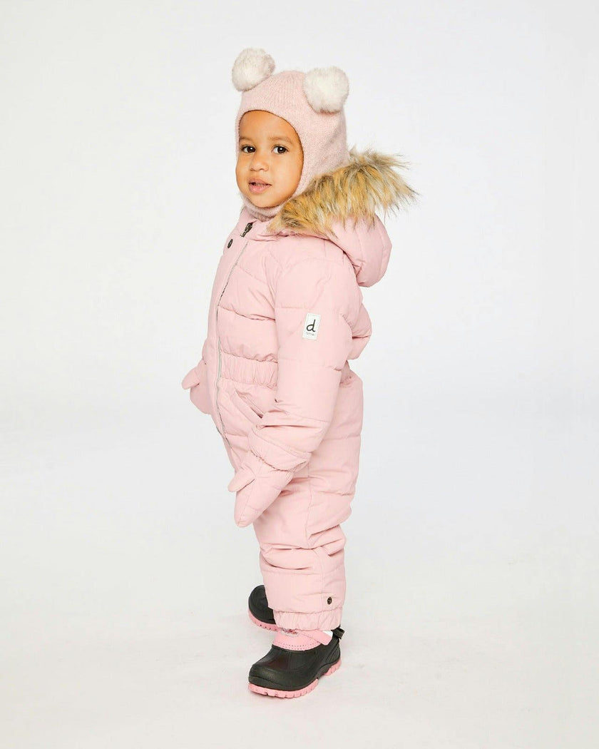 Baby Original One Piece Puffy Snowsuit With Removable Mittens And Boots Pale Dusty Pink
