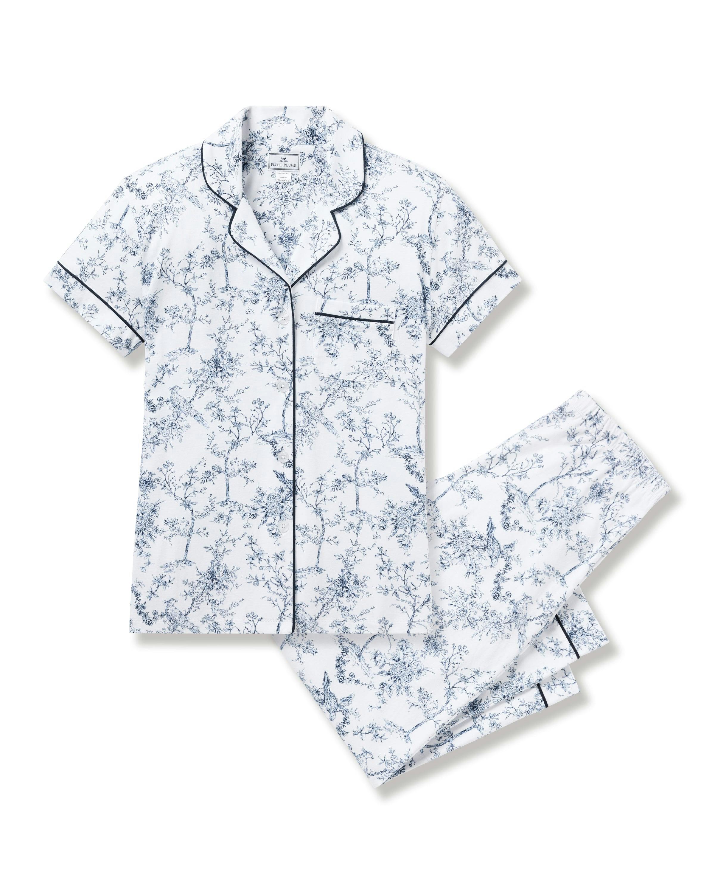 Women's Pima Cropped Pajama Set in Timeless Toile