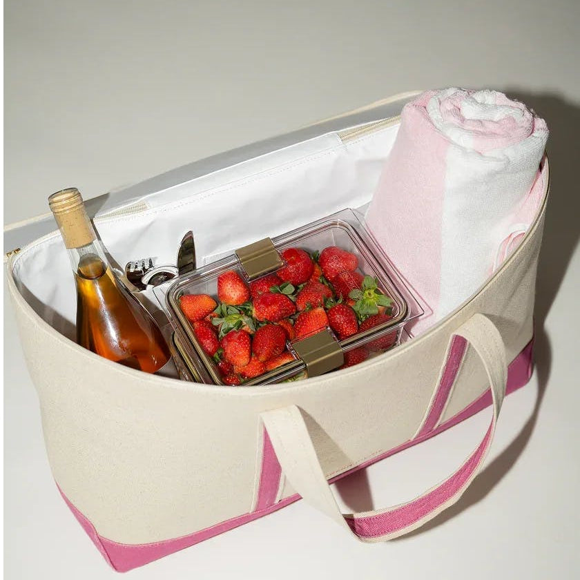 Insulated Soft-Shell Cooler Tote, Pink Canvas