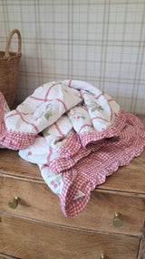 Ruby Strawberry Ruffle Quilt 6 Layer Gauze Blanket