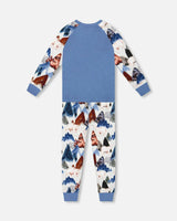 Two-Piece Organic Cotton Pajama Set White Bear Print