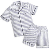 Kid's Twill Pajama Short Set in Navy French Ticking