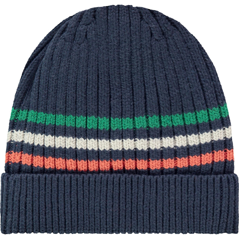 Rib Knit Stripped Beanie