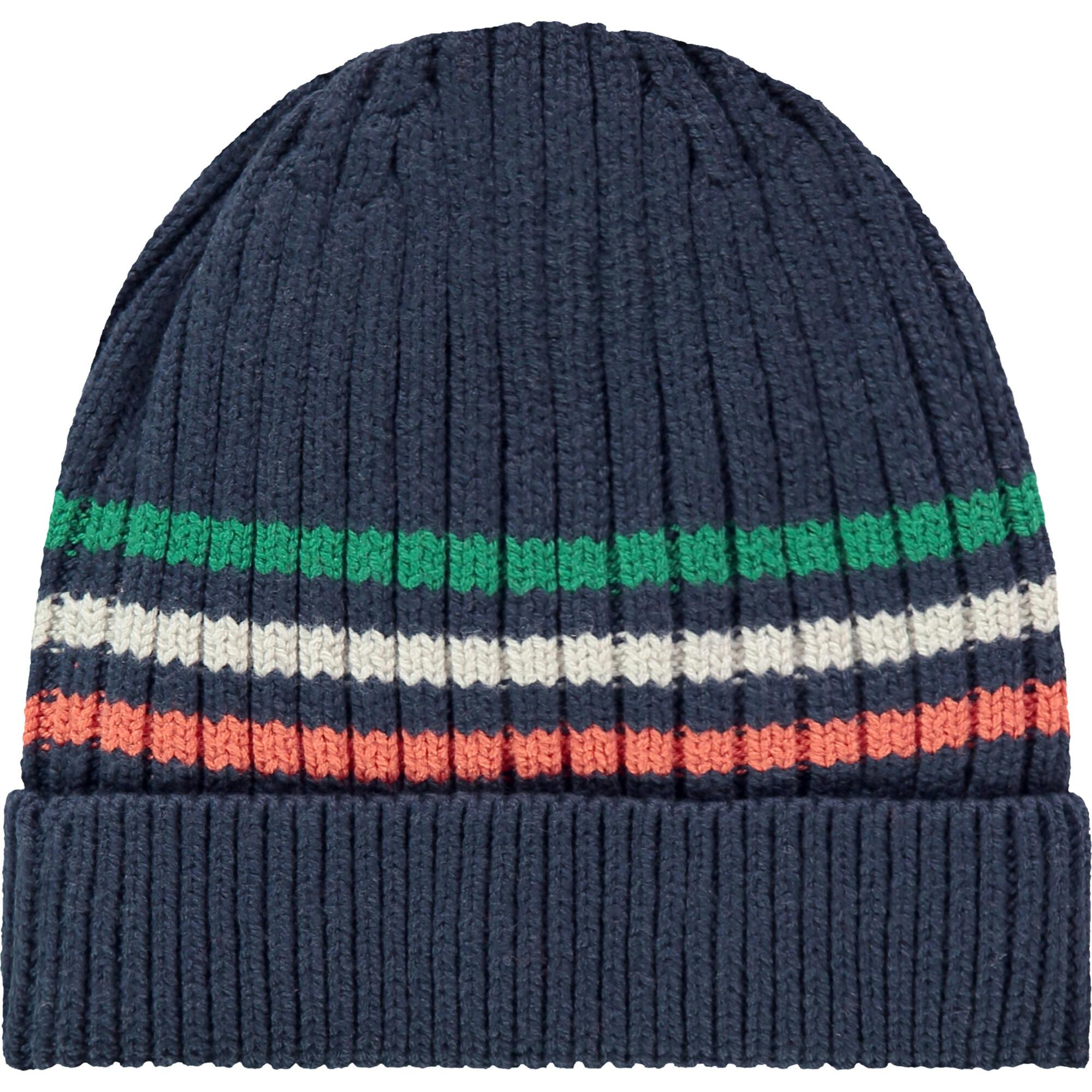 Rib Knit Stripped Beanie