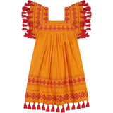 Serena Girls Tassel Dress Sunkist Embroidery, Orange