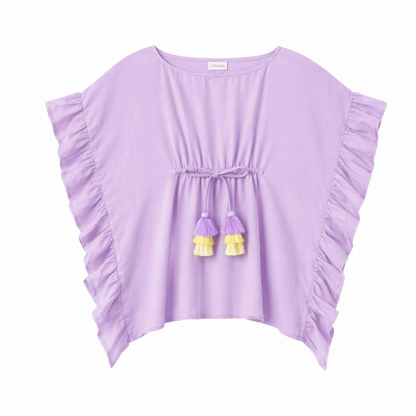 Girl's kaftan with pompoms, lilac | LEA
