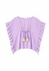 Girl's kaftan with pompoms, lilac | LEA