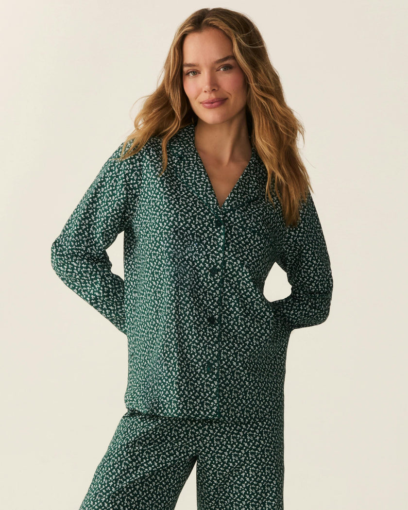 Women's Poplin Pajama Set in Ditsy Waltz Evergreen