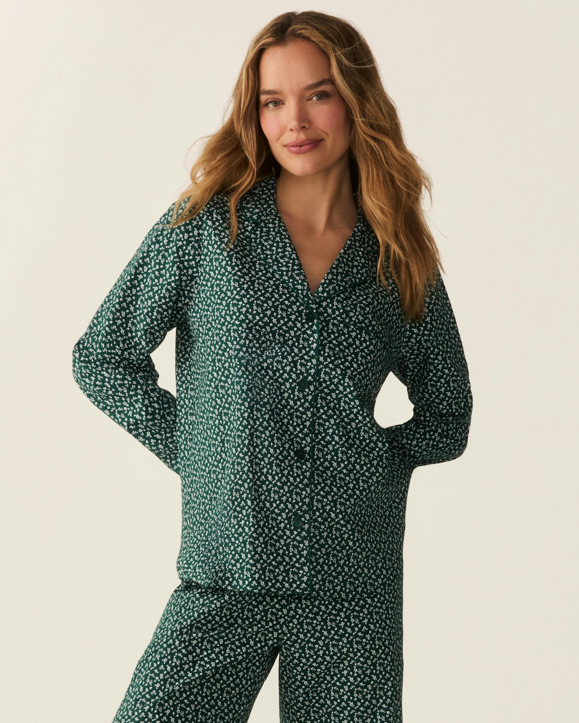 Women's Poplin Pajama Set in Ditsy Waltz Evergreen