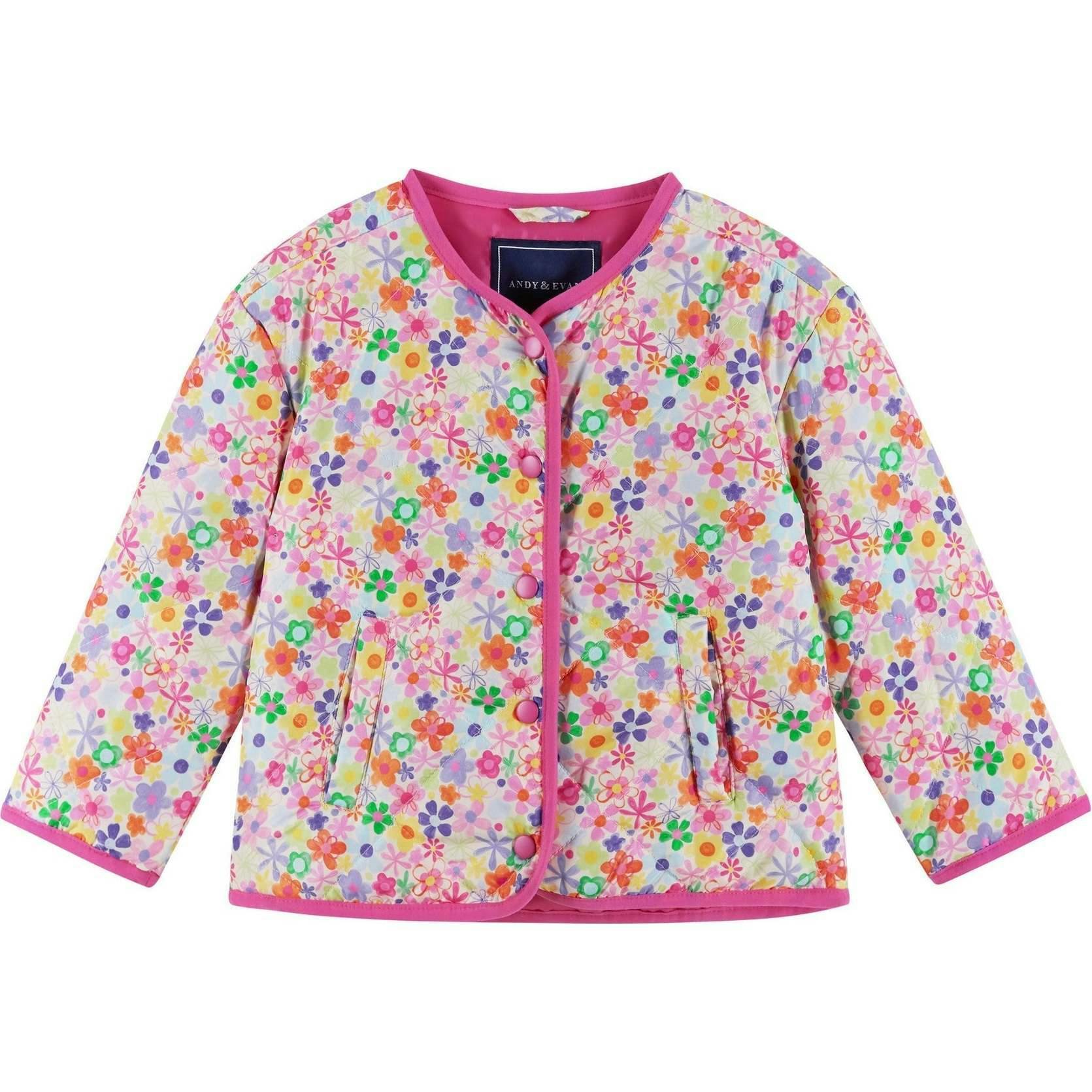 Girls Cream Bomber | Floral Print