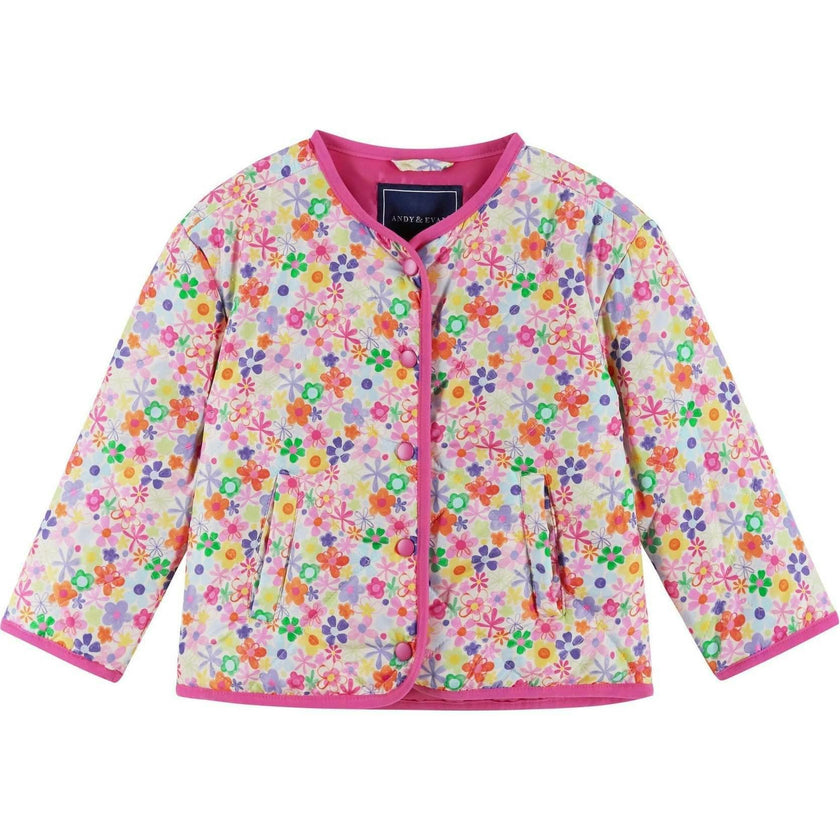 Girls Cream Bomber | Floral Print