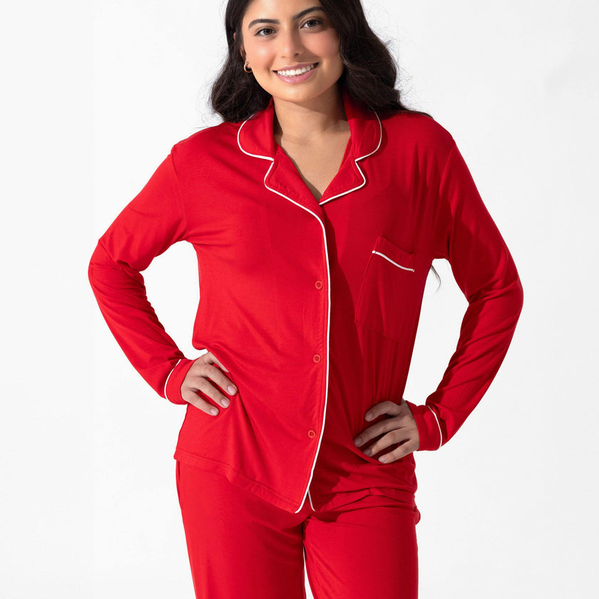 Winterberry Red Bamboo Women's Trim PJ Set