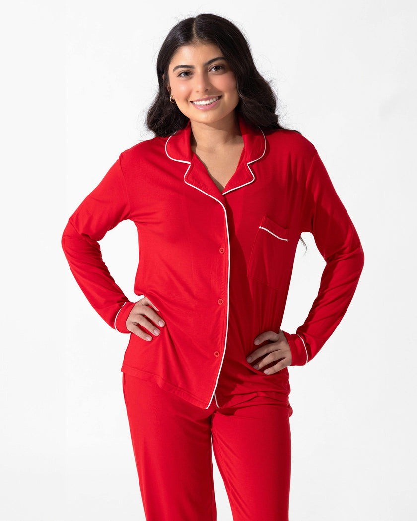 Winterberry Red Bamboo Women's Trim PJ Set
