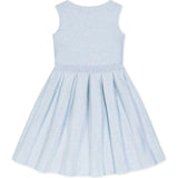 Organic Sleeveless Pleated Sweater Dress with Bow, Blue