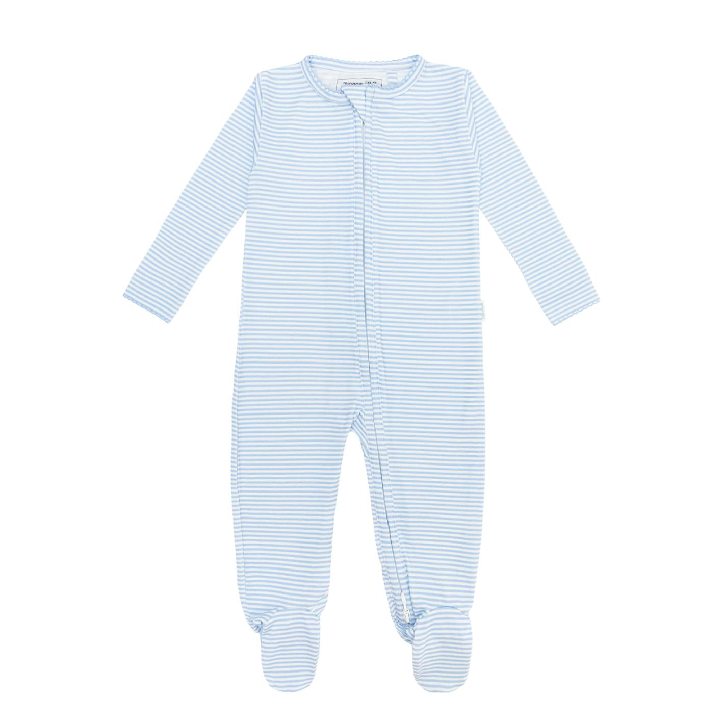 baby powder blue stripe pima footie
