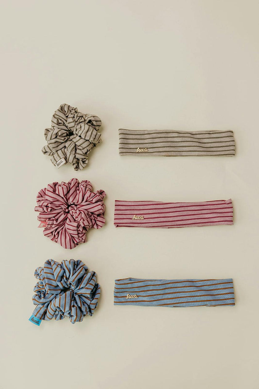 STRIPED OVERSIZED SCRUNCHIE + HEADBAND BUNDLE
