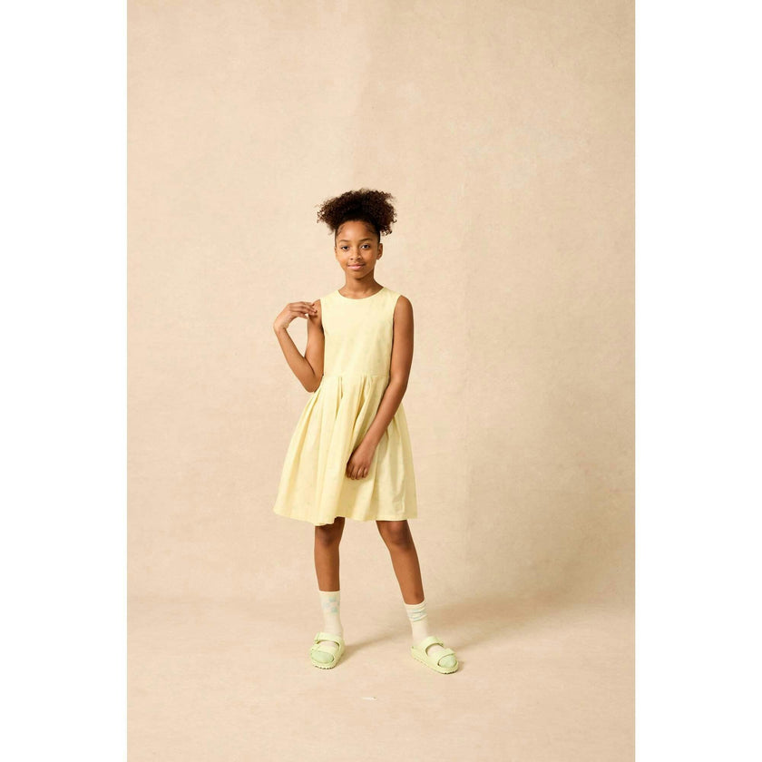 Organic Button Back Dress in Buttercup