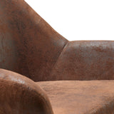 Divano Armchair with Aged Fabric and Solid Wood Legs