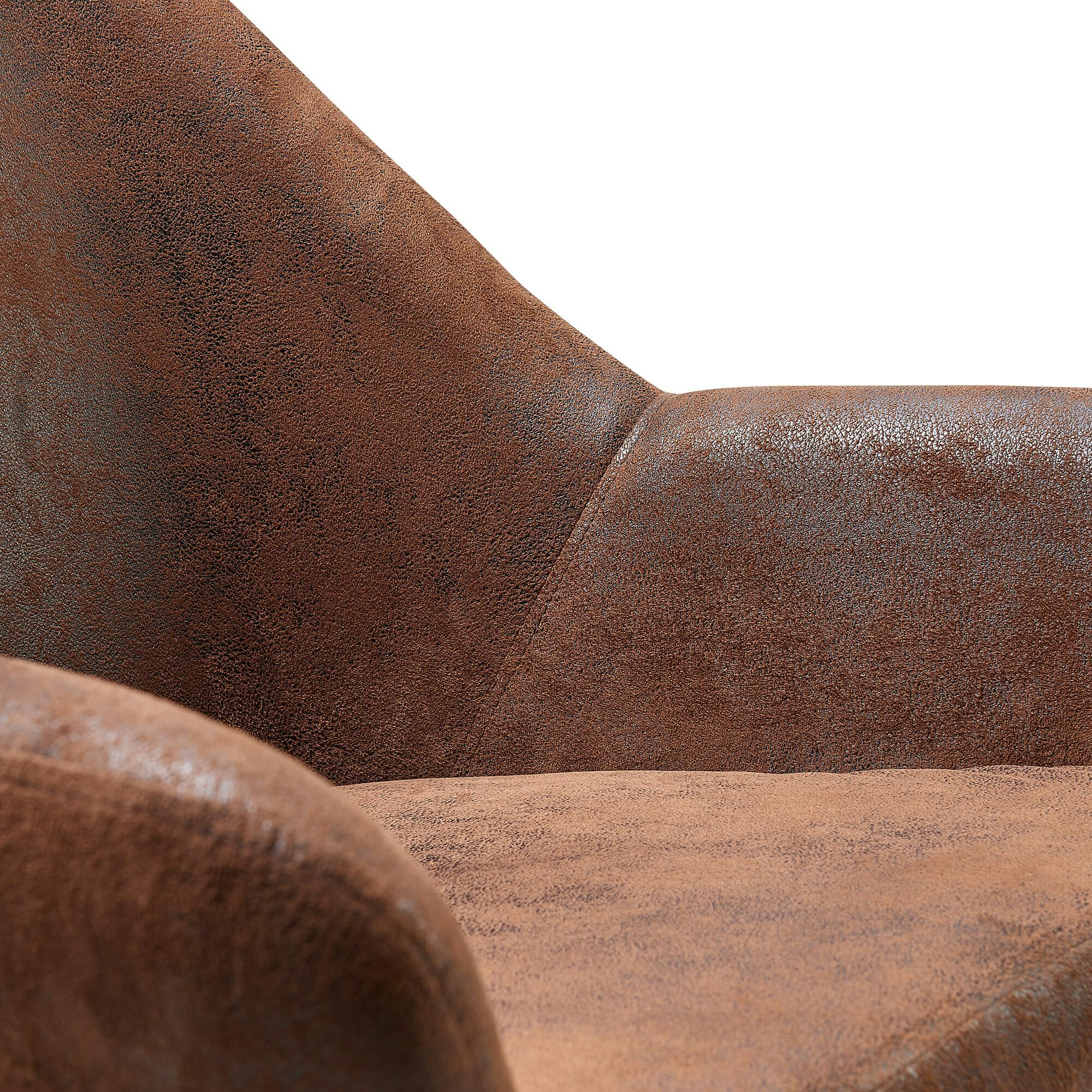 Divano Armchair with Aged Fabric and Solid Wood Legs