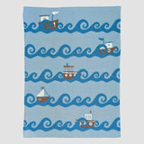 Baby Cotton Knit Coastal Blanket - Boats
