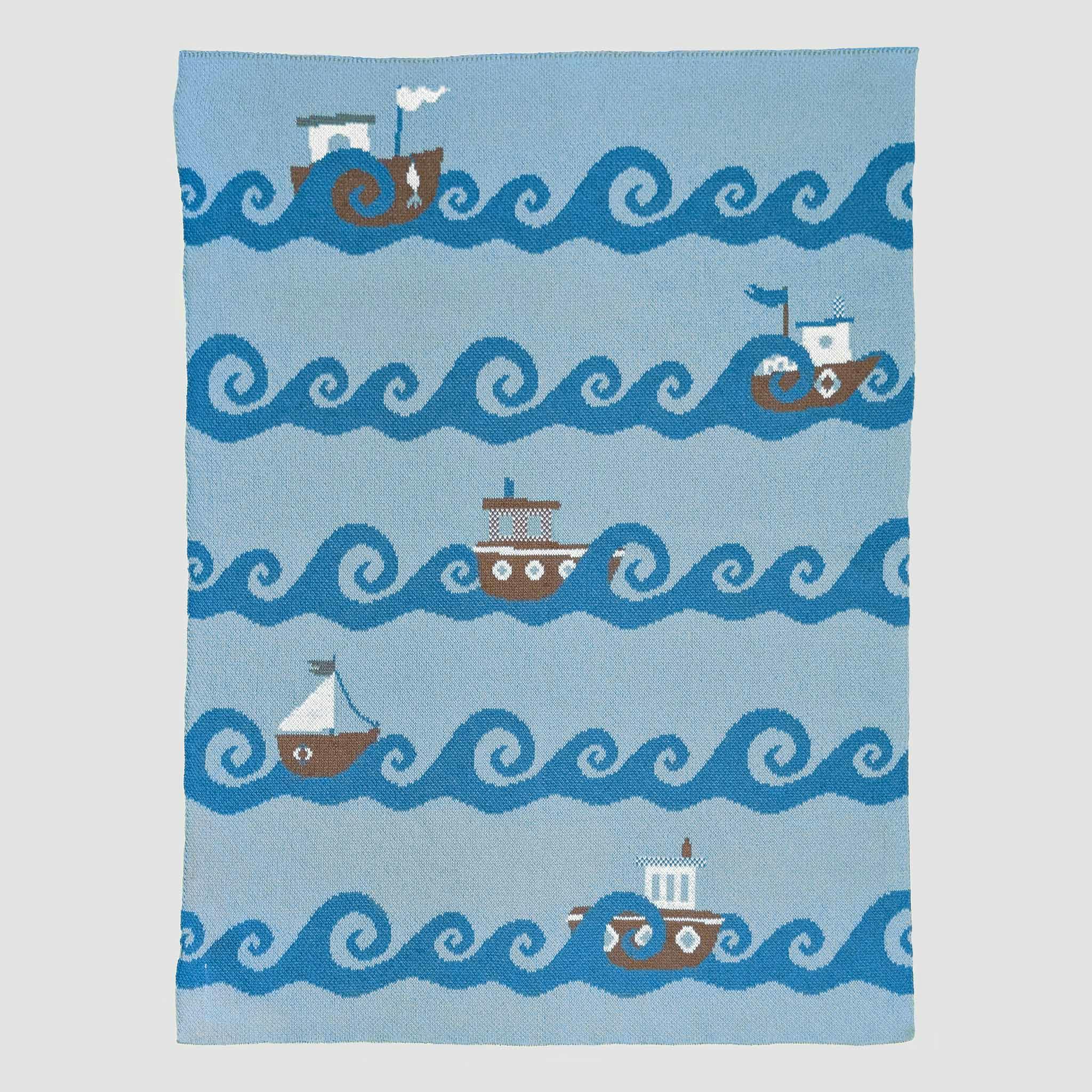 Baby Cotton Knit Coastal Blanket - Boats