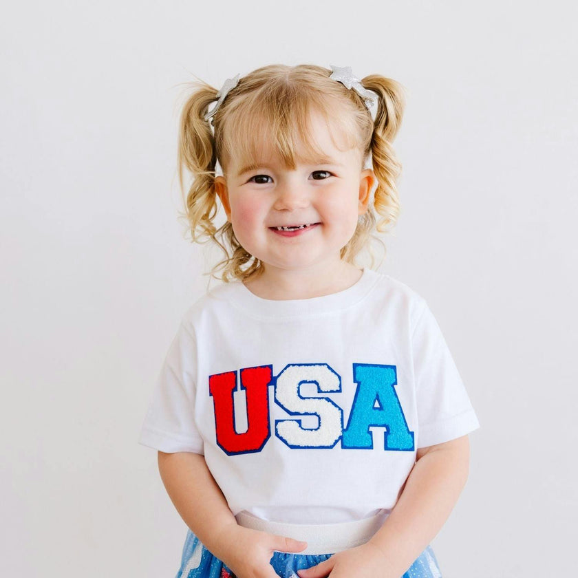 USA Multi Patch Short Sleeve T-Shirt - White