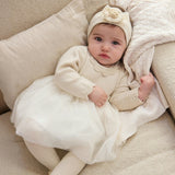Champagne Tricot & Tulle Dress