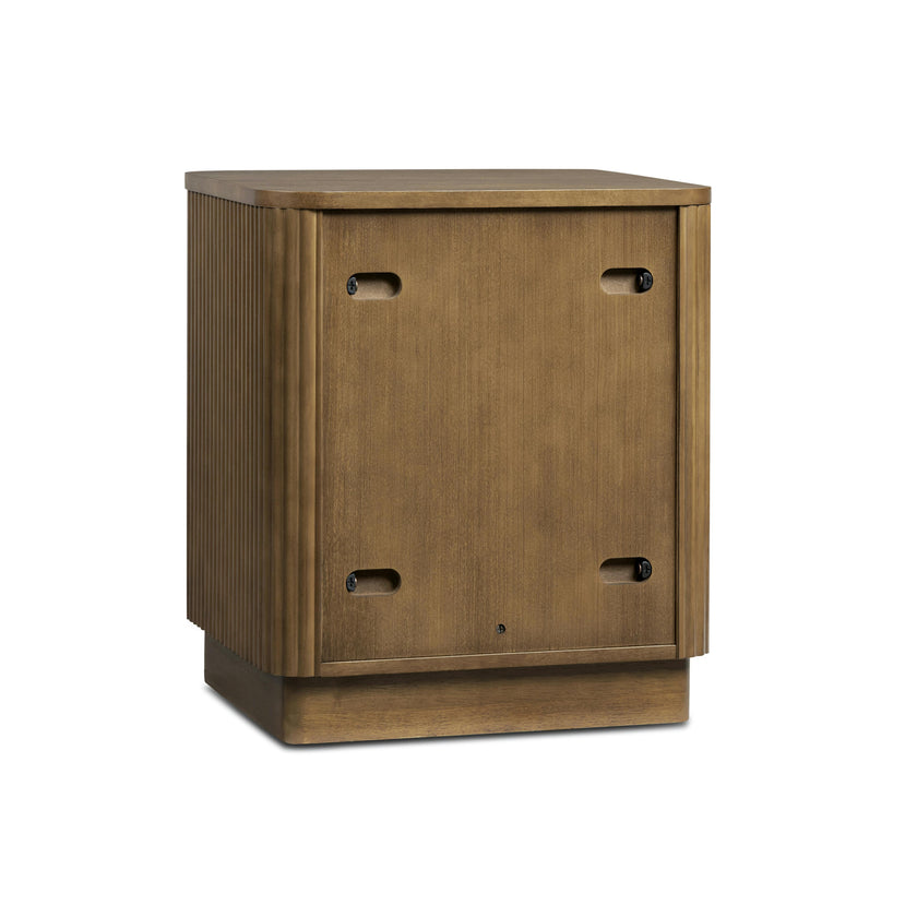 Potomac Reeding Pattern 2 Drawer Push to Open Nightstand Greige Wood Accent Storage