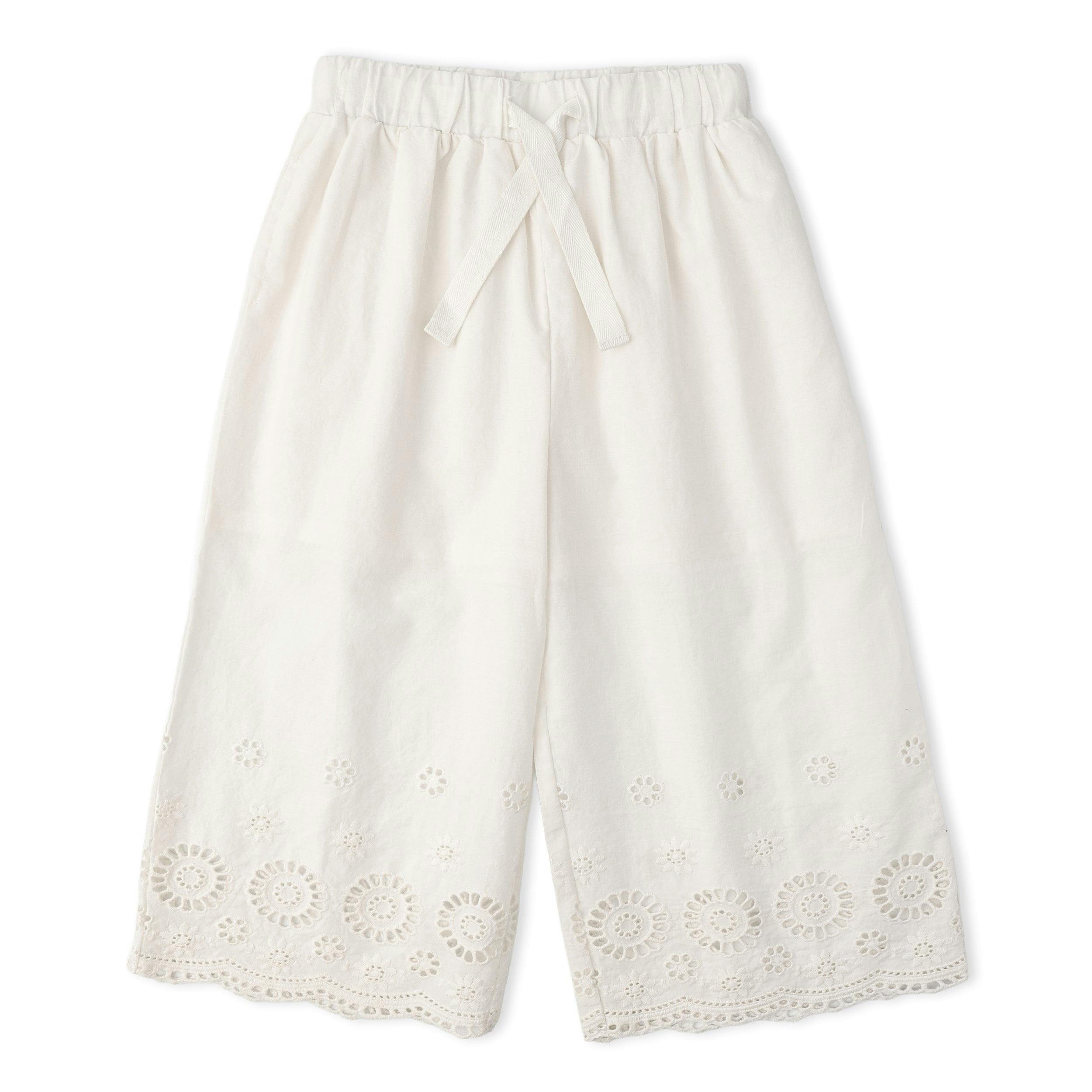 Organic Eyelet Top And Pant Set - Ivory Eyelet