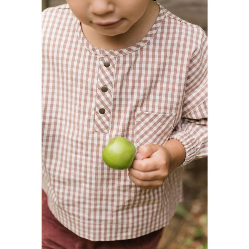 Gingham Kids Long Sleeve Top - Thistle