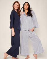 The Olivia Wide Leg Pima Pajama Set in Navy