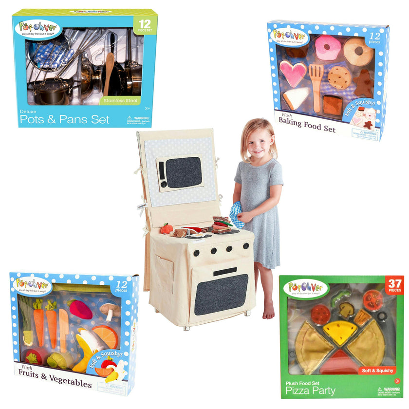 PopOhVer Deluxe Pots & Pans Set with Food Bundle
