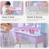 Stardust Gisele Wood Vanity Table with LED Mirror & Drawer