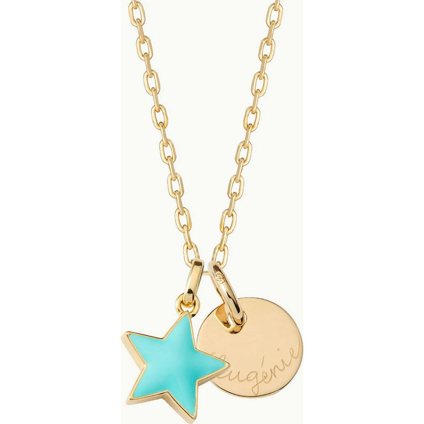 Personalized Enamel Star Necklace, 14k Gold Plated