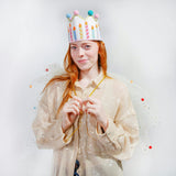 Tulle Celebrations Cape with Multicolor Pom Poms and Gold Glitter Stars