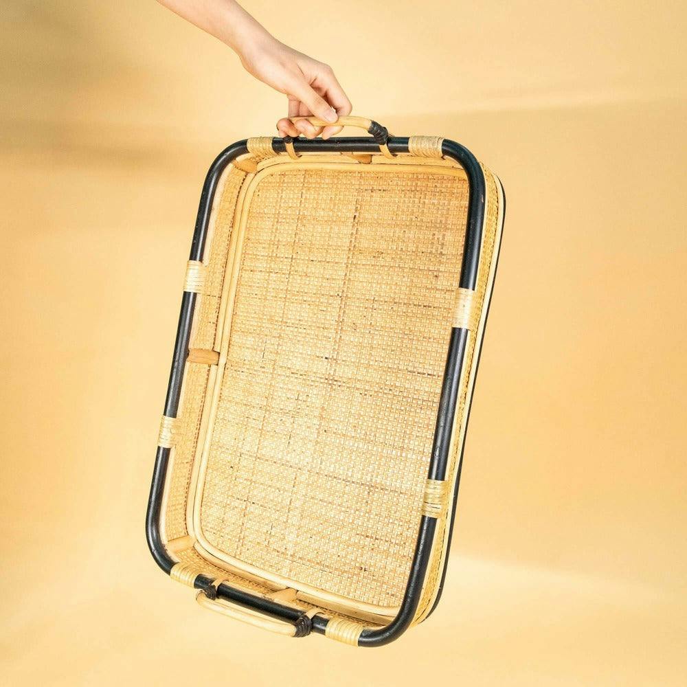 Handcrafted - Coco Serving Tray - Rattan Wicker