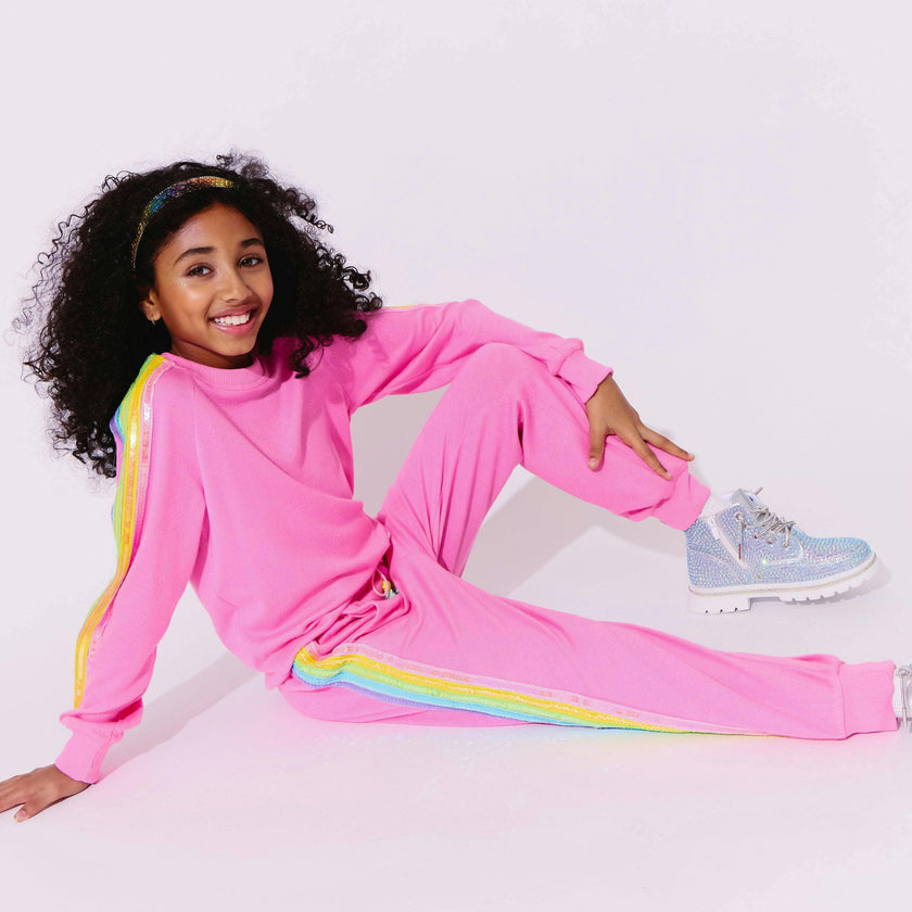 Pink Rainbow Sequin Set