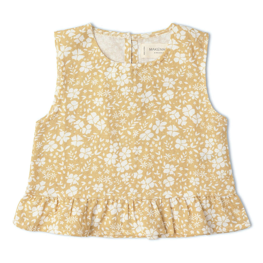Organic Ruffle Top & Pants Set - Yellow Blossom