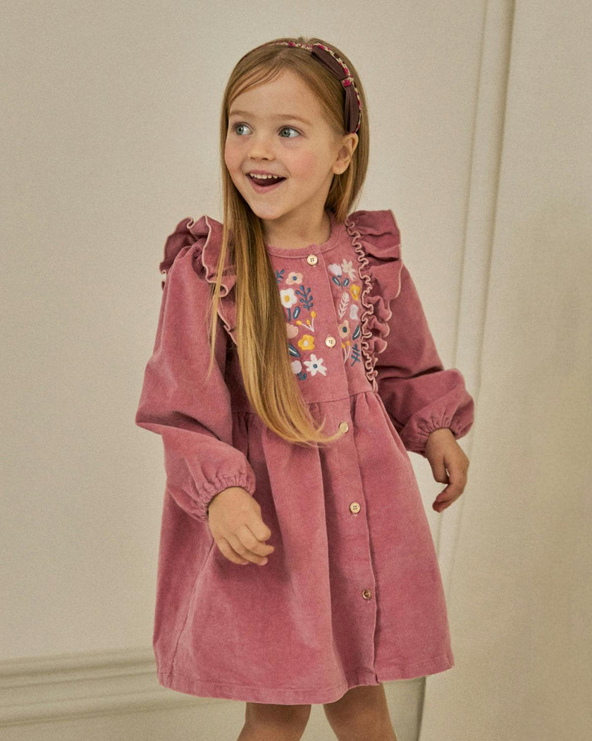 Maddie Ruffle Corduroy Dress