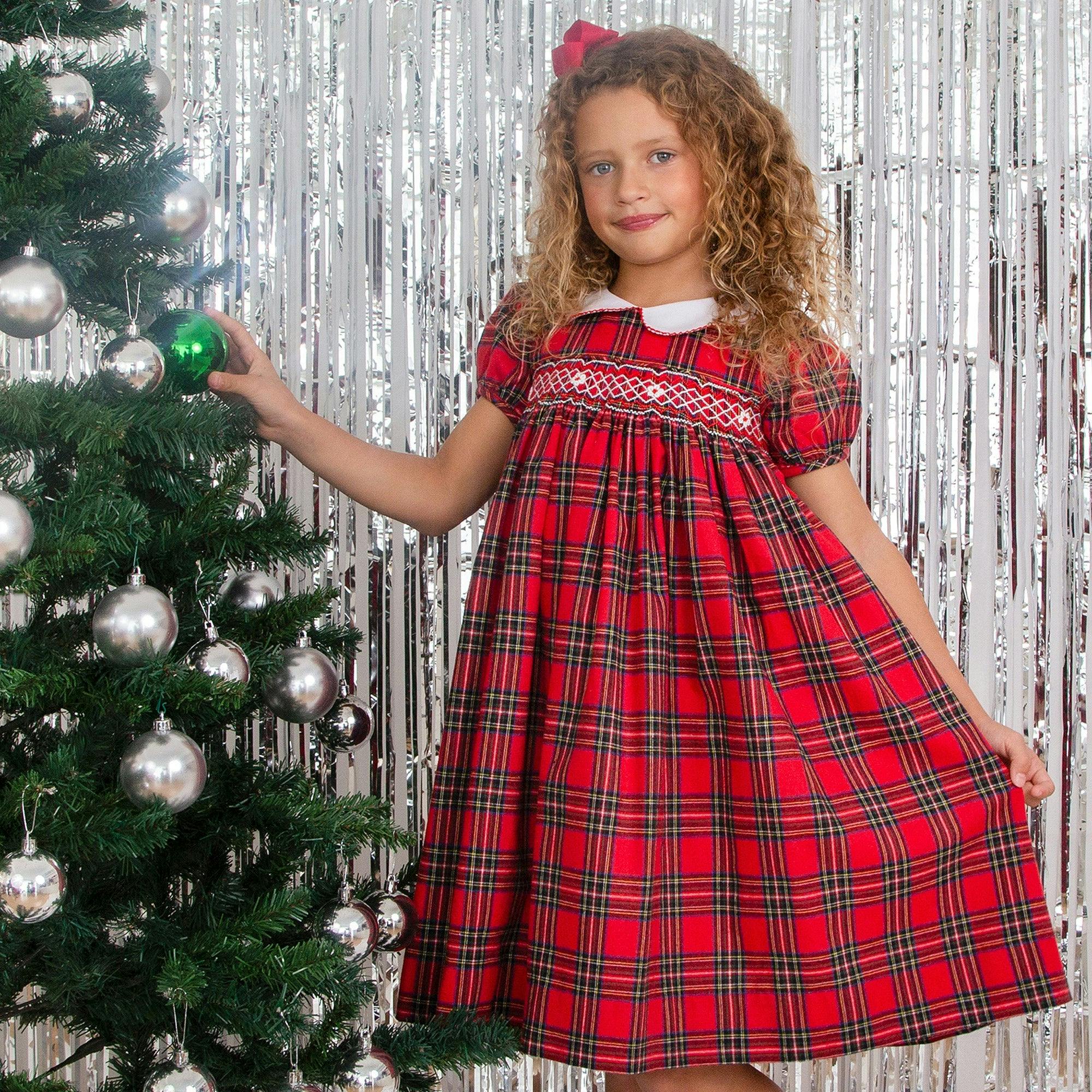 Lottie Hand Smocked Plaid Dress