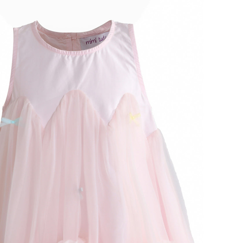 Pink Genevieve Pleated Tulle Dress
