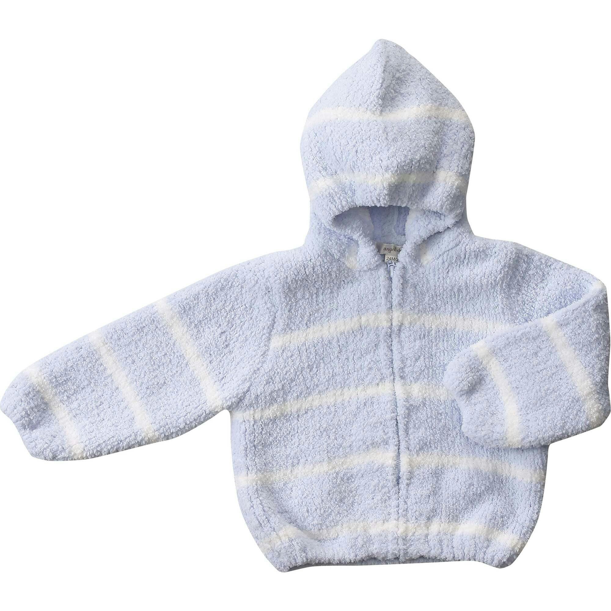 Chenille - Light Blue & Ivory Stripe Hooded Jacket