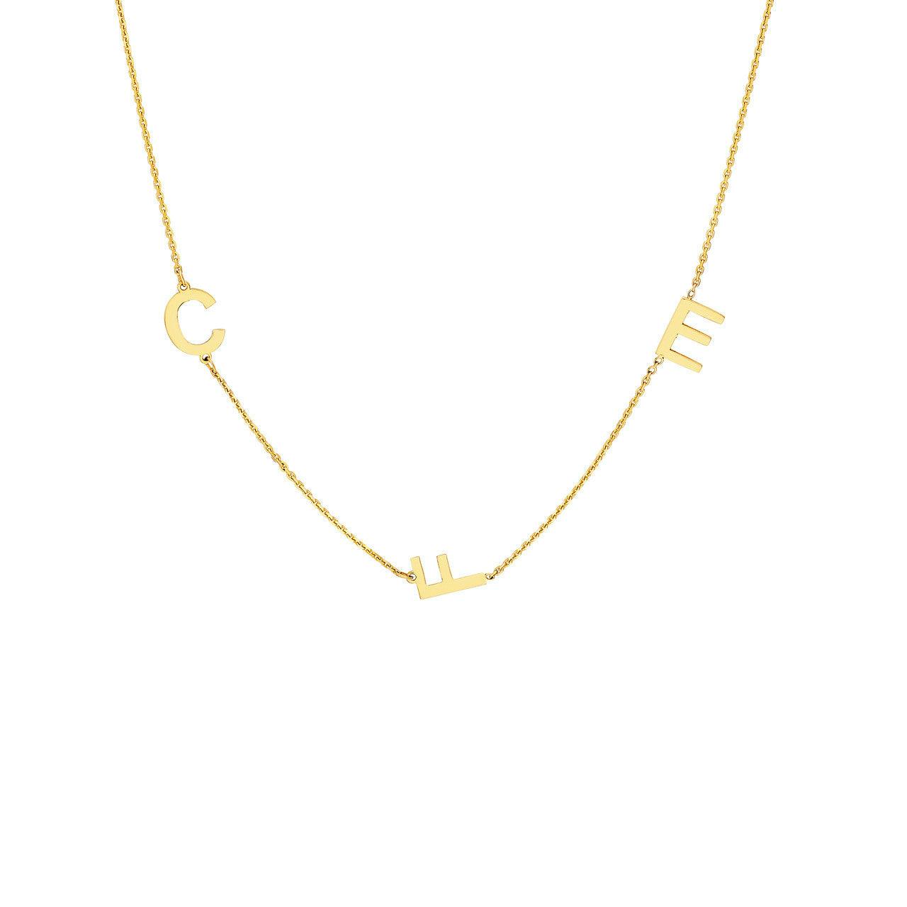 Block Initials Station Necklace