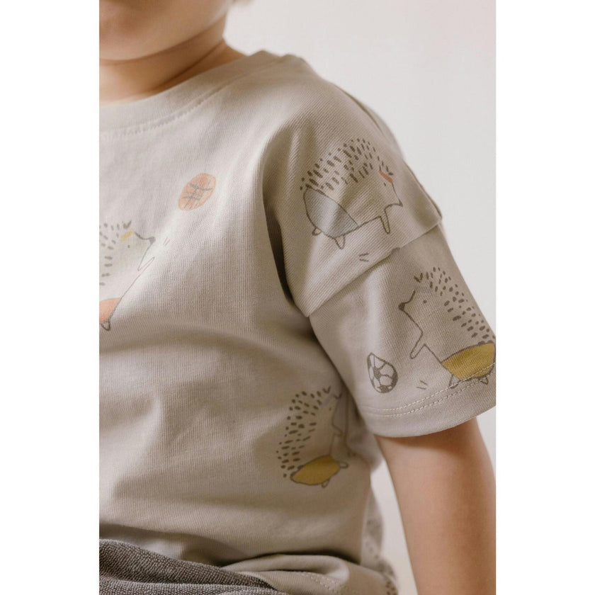 Short Sleeve Round Neck Drop Shoulder T-Shirt, Blue