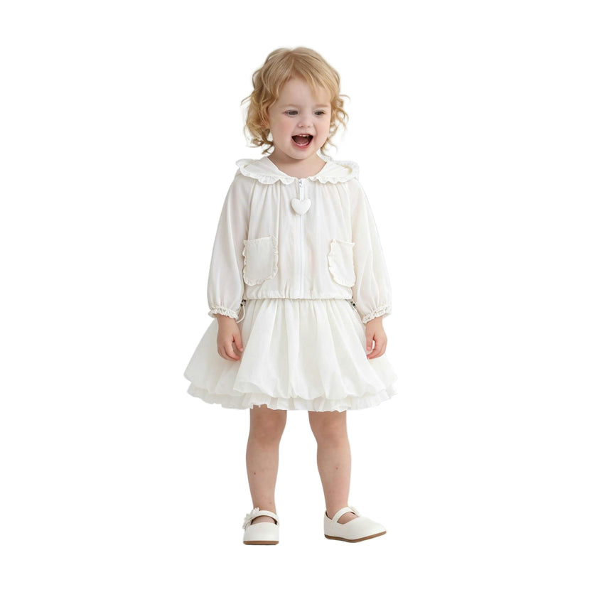 White Lace-Trim Skirt Ensemble