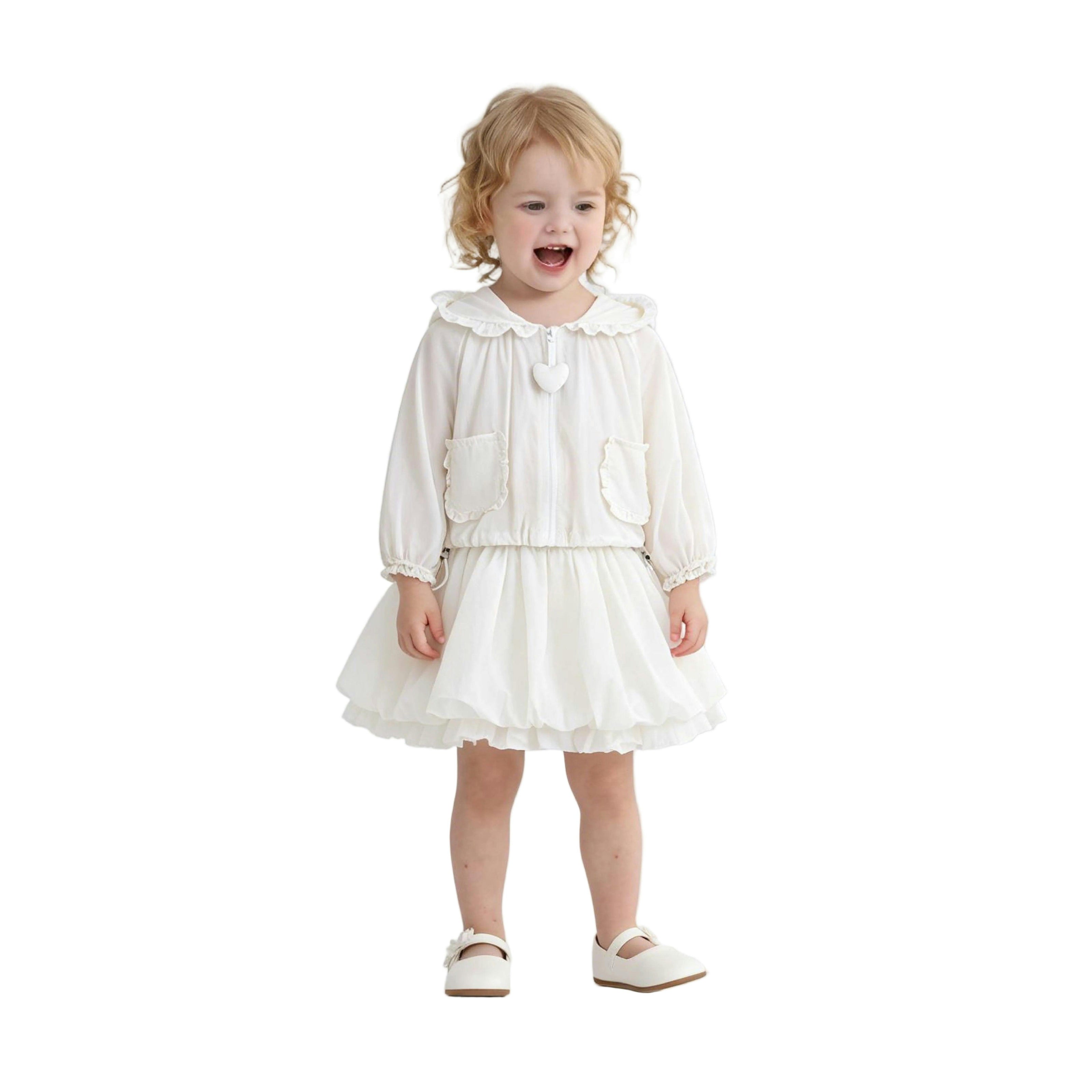White Lace-Trim Skirt Ensemble