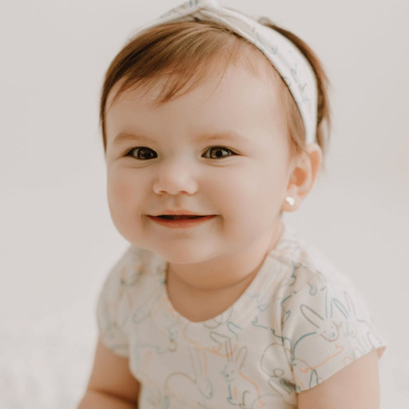 short sleeve twirl dress | bunnies
