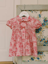 Nicky Hilton x La Coqueta Pink Toile de Jouy Theodora Baby Girl Hand-Smocked Set