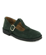 Suede Leather Mary Jane Shoe, Dark Green