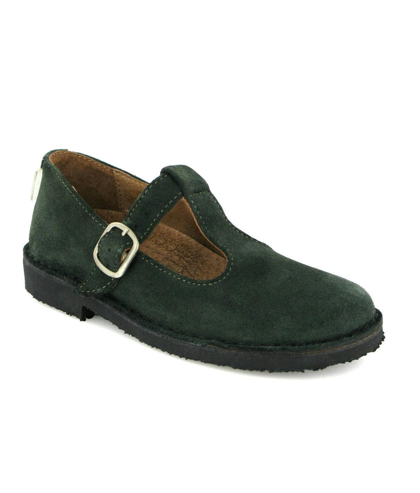 Suede Leather Mary Jane Shoe, Dark Green
